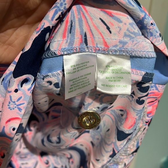 Lilly Pulitzer Dress Angie shift dress high tide navy shells 14 pink blue - Picture 7 of 7